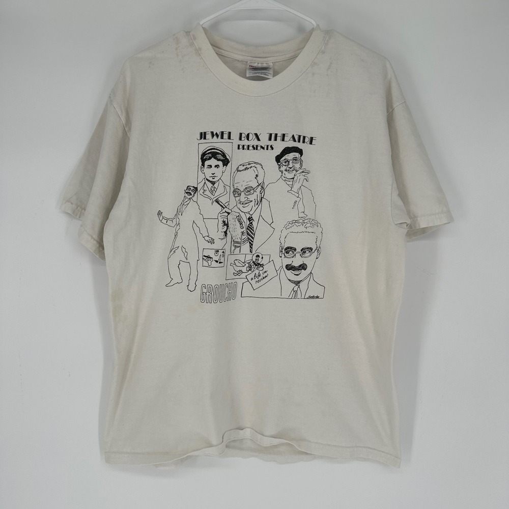 Vintage 1999 Jewel Box Theatre Groucho Marx A Life in Review Hanes Beefy-T Large